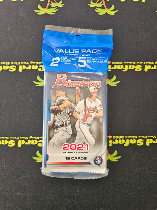 Bowman 2021 Value Pack Contains 2 Packs+5 Exclusive Camo Parallels Baseball